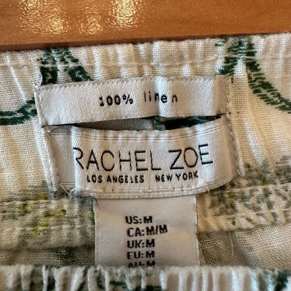 Rachel Zoe Floral Wide-Leg Linen Pants in Cream & Gray Floral Geometric Pattern - Picture 6 of 9